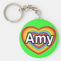 I love Amy, rainbow heart Key Chains