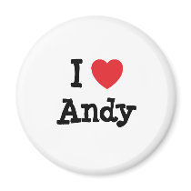 I love Andy heart custom personalized Fridge Magnet