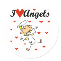 I Love Angels T-shirts and Gifts Round Sticker