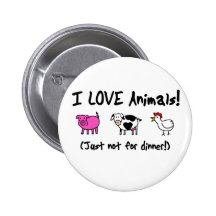 I Love Animals Vegetarian Pins