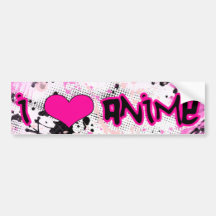 I Love Anime Bumper Sticker