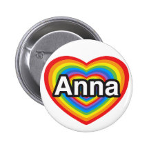 I love Anna. I love you Anna. Heart Pinback Buttons