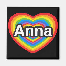 I love Anna. I love you Anna. Heart Refrigerator Magnets