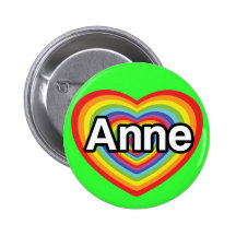 I love Anne, rainbow heart Pins