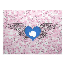 I Love Antarctica -wings Post Card