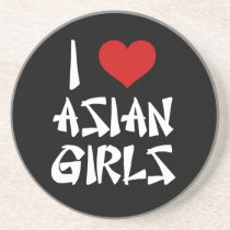 I Love Asian Girls Beverage Coasters