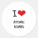 I Love Atomic Bombs Round Stickers