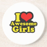 I LOVE AWESOME GIRLS DRINK COASTERS