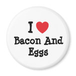 I love Bacon And Eggs heart T-Shirt Fridge Magnet
