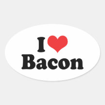I Love Bacon Oval Sticker