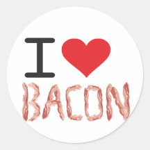 I Love Bacon Round Stickers