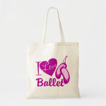 I Love Ballet Tote Bags
