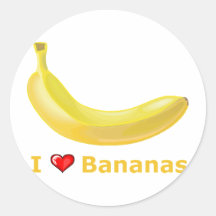 I Love Bananas Round Stickers