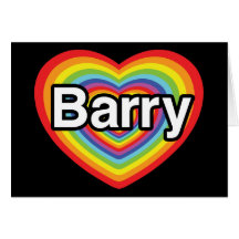 I love Barry, rainbow heart Cards