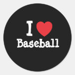 I love Baseball heart custom personalized Round Stickers