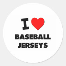 I Love Baseball Jerseys Round Stickers