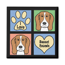 I Love Basset Hounds Fridge Magnets