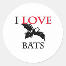 I Love Bats Round Sticker