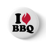 I love BBQ - Barbecue Pinback Button