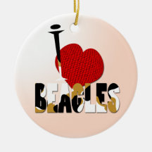 I Love Beagles Christmas Ornament