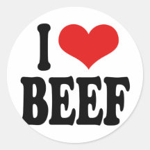 I Love Beef Round Sticker