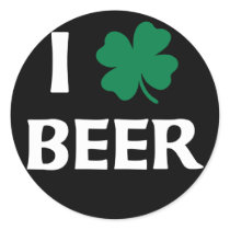 I Love Beer Round Stickers