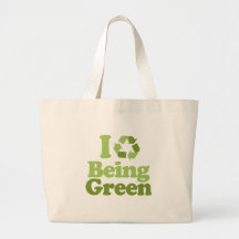 I Love being green Canvas Bags