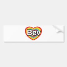 I love Bev: rainbow heart Bumper Sticker