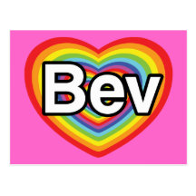 I love Bev: rainbow heart Postcards