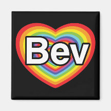 I love Bev: rainbow heart Refrigerator Magnets