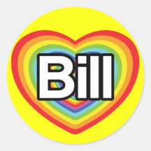 I love Bill: rainbow heart Stickers