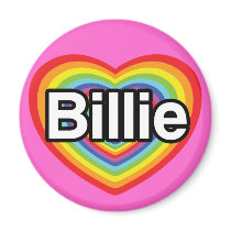 I love Billie: rainbow heart Magnets