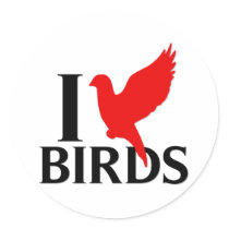 I Love Birds Round Stickers