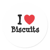 I love Biscuits heart T-Shirt Round Stickers
