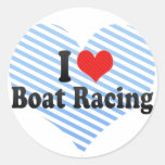 I Love Boat Racing Round Stickers