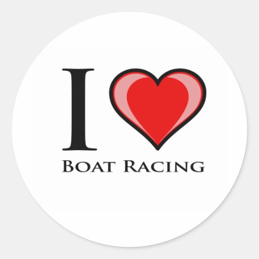 I Love Boat Racing Sticker