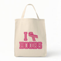 I Love Boobs Breast Cancer Ribbon Bags