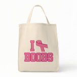 I Love Boobs Breast Cancer Ribbon bags