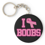 I Love Boobs Breast Cancer Ribbon keychains