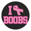 I Love Boobs Breast Cancer Ribbon stickers