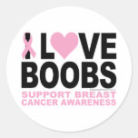 I Love Boobs Round Sticker
