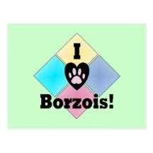 I Love Borzois Postcard