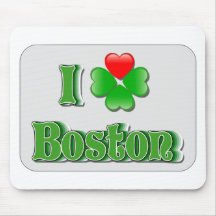 I Love Boston - Clover Mousepads
