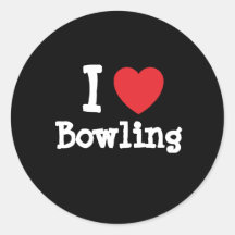 I love Bowling heart custom personalized Round Stickers