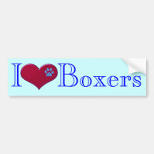 I Love Boxers Blue Bumper Sticker