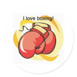 I Love Boxing Round Stickers