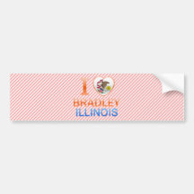 I Love Bradley, IL Bumper Stickers