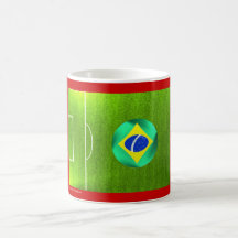I Love Brazil football soccer flag mug