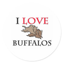 I Love Buffalos Round Stickers