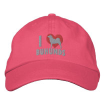 I Love Buhunds Embroidered Hat (Pink)
